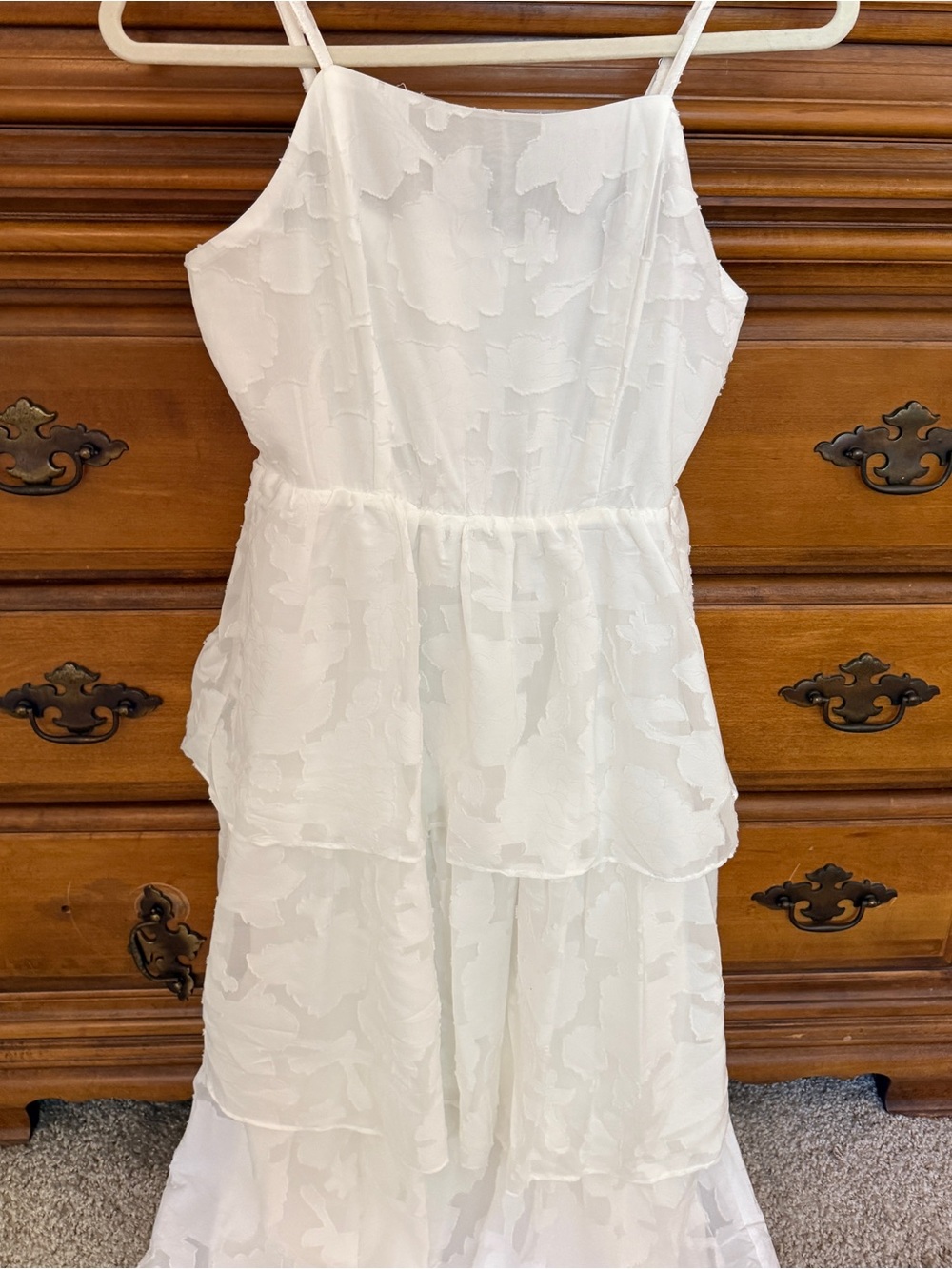 White engagement dress for brides - tiered lace